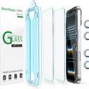 AmFilm OneTouch Screen Protector for iPhone 17 Pro 6.3'' + Camera Lens Protector | Auto-Alignment Install | Bubble Free | 9H Tempered Glass | Shatterproof | FHD Clarity | Case Friendly | 2+4 Pack