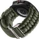 Bandletic Rugged Paracord Compatible with Samsung Galaxy Ultra Watch 47mm Band 2025 2024 for Men, Handmade Woven Braided Tactical Military Survival Nylon Strap, Large, Titanium Buckle-Army Green