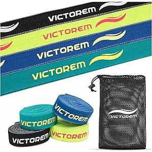 Victorem Pull Up Assistance Bands Set - Set of 4 Long Fabric Resistance Bands for Home - Sturdy Stretchy Equipment for Home Exercise and Stretching - Perfect for Fitness with Bag and Workout Guide
