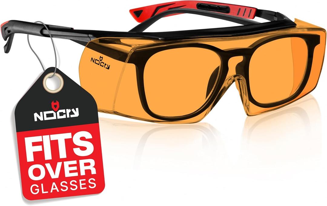 NoCry Blue Light Blocking Safety Glasses Over Eyeglasses with 100% UV Protection  UV Light Protection with Anti-Fog & Anti-Scratch Lenses; ANSI Z87.1 Certified  Adjustable Temples with Anti-Slip Tip