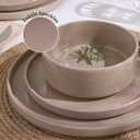 Famiware Nebula 16-Piece Dinnerware Set with Pasta Bowls, Cinnamon Brown
