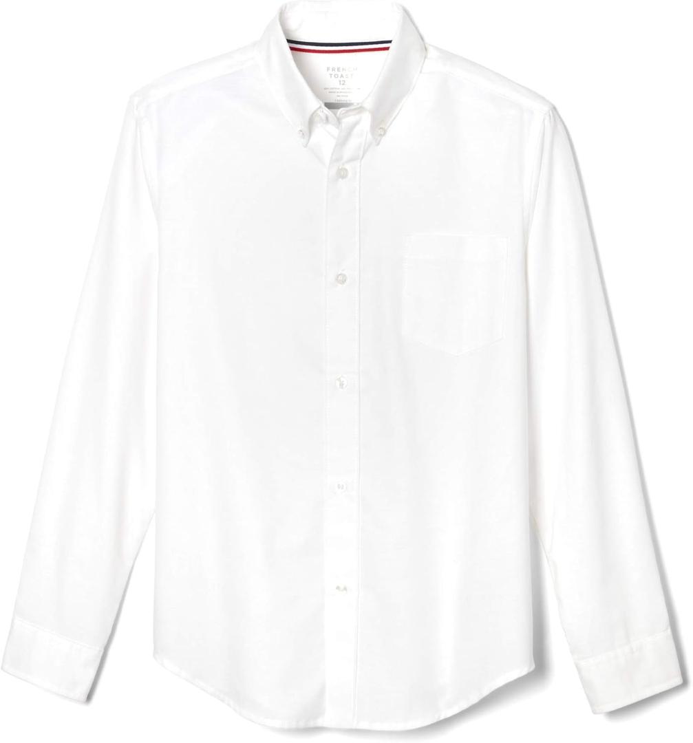 French Toast Boys Long Sleeve Oxford Shirt (Standard & Husky) Button Down Shirt (L)