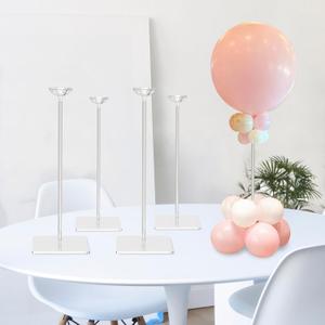 TEKXYZ 15.75 Inch Height Clear Acrylic Balloon Stand for Table Centerpiece Decoration, Set of 4