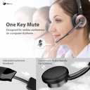 Earbay Wireless Headset, Bluetooth Headset with Microphone Noise Canceling & USB Dongle, Wireless Headphones with Mic Mute/Charge Dock for PC Computer Phone Work Office Meetings Call Teams