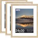 24X30 Poster Frame, Display Pictures 18X24 with Mat or 24X30 Without, Wall Hanging Frames, Natural Oak, 3 Pack