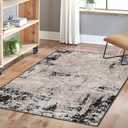 Area Rug, Washable and Non-Slip 3'x5' Painting Vintage Black Abstract Paint Old Living Room Rug, Indoor Entryway Door Mat, Floor Mat Carpet for Bedroom, Kitchen Laundry, Bathroom