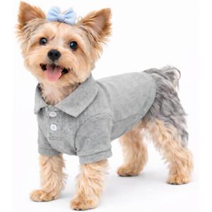 lovelonglong Basic Dog Polo Shirts Premium Cotton, Polo T-Shirts for Large Medium Small Dogs with a Two-Button Collar Blank Color Gray S