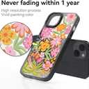 Compatible for iPhone 13 Case Cute Aesthetic - Durable Fashion Funny Phone Case - Girly Passion Flower Pattern Print Cover Design for Woman Girl 6.1 inches Black