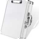 Clipboard Combination Lock Clipboards with Storage Briefcase Heavy Duty Box Aluminum Metal with Handle, Storage Clipboard Maximum Security Large Capacity, White
