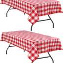 Hiasan Red and White Buffalo Checkered Tablecloth Waterproof, 2 Pack, 60 x 120 inch - Plaid Table Cloth Rectangle for Kitchen/Outdoor Picnic/Dining/Spring Party