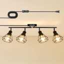 LTBLIGHT 4-Light Plug in Track Lighting with Power Cord, Plug in Ceiling Light with ON/Off Switch, LED Spotlight for Kitchen, Living Room, Artwork, E26 Base (Bulbs Not Included)