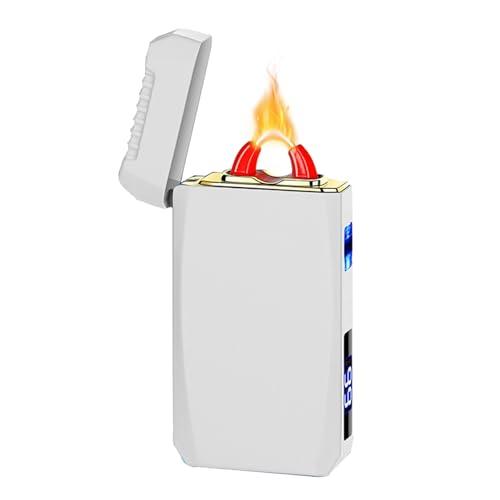 YOZWOO Rechargeable Electric Lighter USB C Electronic Lighters High Power Flame Arc Plasma Lighter Windproof Camping Lighters with Long Battery Life for Home and Outdoor (Luminous White)