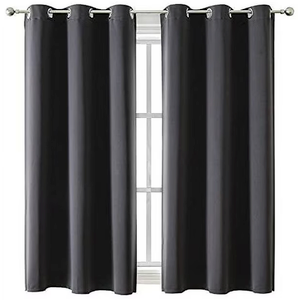 Grommet Blackout Curtains for Bedroom and Living Room - 2 Panels Set Thermal Insulated Room Darkening Curtains (Dark Grey, 36 x 52 Inch)