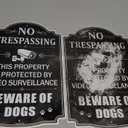 2 Pack No Trespassing This Property is Protected by Video Surveillance Beware of Dogs Signs 12 x 8 inches Metal Reflective Sturdy Rust Aluminum Weatherproof Easy to Install Cuidado Con Los Perros