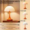 Mushroom Table Lamp - Includes USB Charging Cable Tri-Color Lighting, Touch-Control Switch Portable Lighting, Ideal for Bedrooms Mini Adjustable Touch-Control LED Table Lamp (Orange)