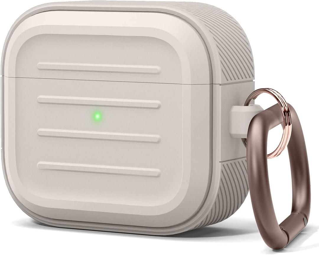 elago Armor Case Compatible with AirPods 3 Case Cover - Karabiner Included, Supports Wireless Charging, Shock Resistant, Easily Cleaned, Full Protection (Stone)