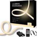 Neon Rope Lights, 16.4ft Rope Lights with Dimmable Remote and Adapter, Waterproof Flexible Smart Led Strip Lights for Bedroom, Super Bright DIY Neon Sign, Indoor Outdoor Wall Decor Warm White