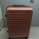 Amazon Basics 26" Hardside Medium Checked Luggage, Expandable Hardshell Suitcase with Telescoping Handle, Scratch-Resistant Surface, Four Multi-directional Wheels, Rose Gold