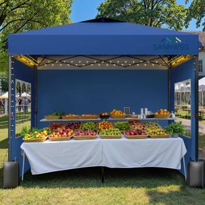 10X10 Pop Up Canopy Tent with 3 Sidewalls,Easy Up Canopy,Commercial Instant Shelter,Heavy Duty One Person Set Up Event Tent,Blue, 10' x 10' x 9.2'