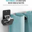 Adhesive No Drill Curtain Rod Brackets - Heavy Duty 30LB Holders for Bathroom Bedroom Kitchen, Universal Damage-Free Window Rod Hooks with Nail-Free Installation (4PC Black)