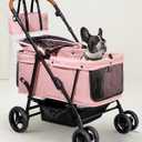  ojcme Dog Stroller for Large & Medium Dogs (20132 lbs), Pet Stroller for 2 Small Dogs, Extra Large Heavy Duty, Foldable & Ventilated, Pink or Navy