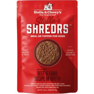 Stella & Chewy's Grass Fed Beef & Lamb Shredrs - Premium Dog Food Pouches - Perfect for Picky Eaters - 12 Pack, 2.8oz Each