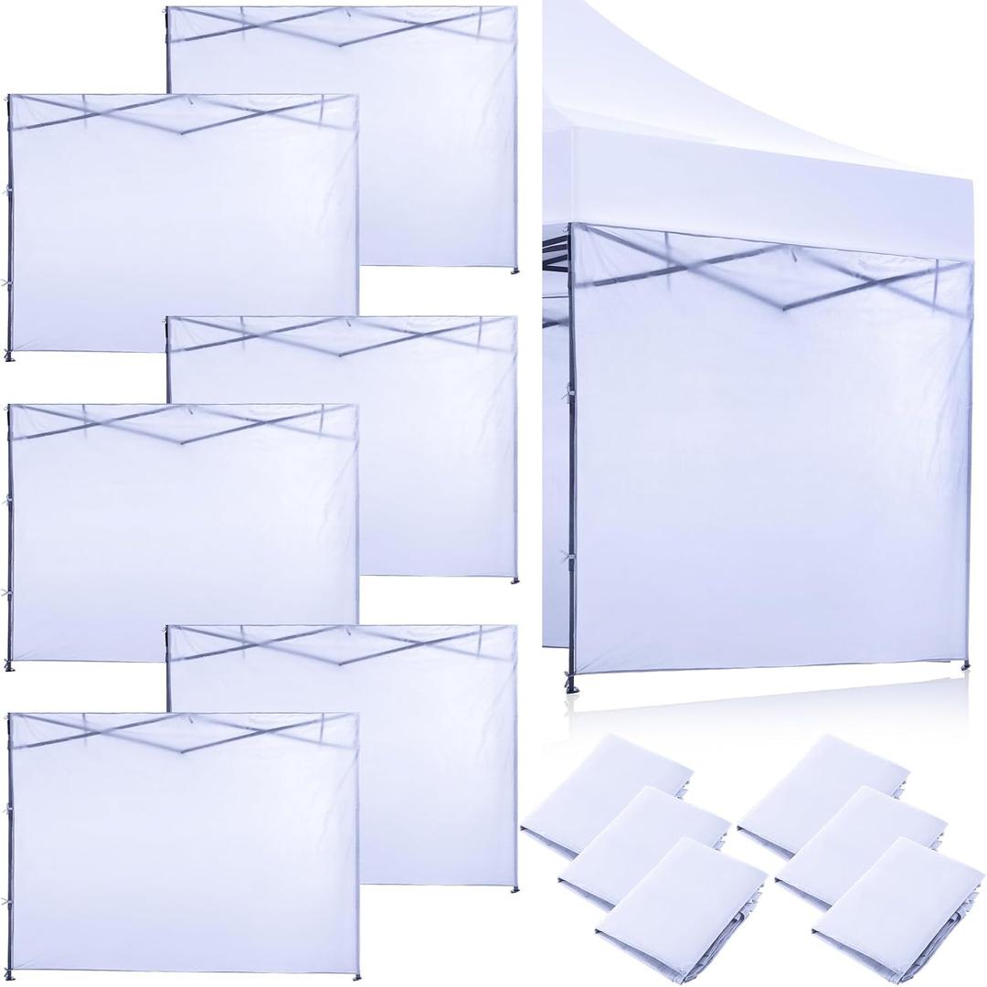 6 Pcs Canopy Sidewalls for 10x10 ft Pop up Canopy Tent Waterproof Canopy Tent Sidewalls for Outdoor Party Replacement, Sidewall Only, Tent Not Included (White)