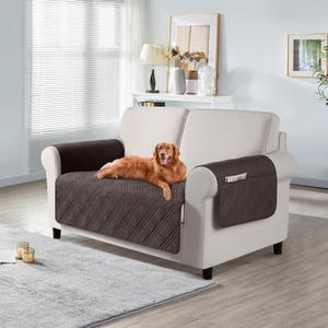TAOCOCO Waterproof Loveseat Covers for Pets Dogs with Non Slip Backing, Sofa Seat Covers with Side Pocket for 2 Cushion Couch Washable Dog Couch Cover Protector Sofa Slipcovers (Loveseat, Chocolate)