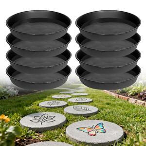 8 Pcs Stepping Stone Mold, Round Plastic Paver Molds for Concrete, Dia 10.2 in/ 1.18 in Depth Cement Black Tray, Reusable DIY Form for Paving Garden Path, Walkway, Patio, Outdoor Landscaping