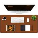 K KNODEL Large Office Leather Desk Mat, Mouse and Keyboard Pad, Computer and Laptop Mat, Desktop Protector and Cover, Writing Pad and Blotter (35.4"x17", Brown)