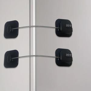 Heavy Duty Refrigerator Lock Cabinet Locks Child Safety Cabinet Locks Combination Fridge Lock for Cabinets Drawers Refrigerator (Black - 2Pack)