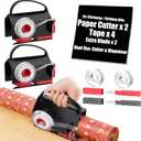 Wrapping Paper Cutter, Decoration Roll Papers Gift Wrap Cutting Tool for Birthday Thanksgiving Christmas, with Handle Easy Sliding 1-Pack Black