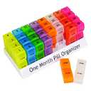 Deke Home - Monthly Pill Organizer 2 Times a Day, 30 Day Pill Box with AM PM Compartments, Large Monthly Medicine Organizer for Vitamins, Supplements & Medication, Travel-Friendly Pill Case, BPA Free