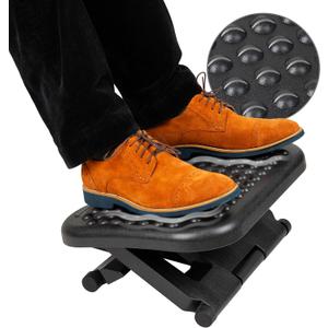 Mind Reader Foot Rest, Under Desk at Work, Ergonomic, Height Adjustable, Office, Plastic, Black