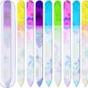 Mudder 8 Pack Glass Nail Files with Cases Double-Sided Crystal Fingernail Files for Natural Nails Colorful Floral Nail Buffers for Professional Manicure Supplies Gifts for Christmas Stocking Stuffers