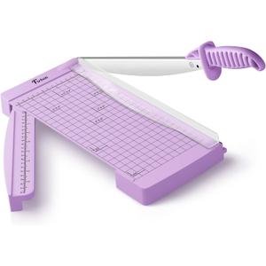 Firbon 12" Guillotine Paper Cutter with Hidden Ruler, Compact Heavy Duty 12-Sheet Capacity Trimmer for Cardstock, Photos, Scrapbooking, Office, Classroom, Studio (Purple)