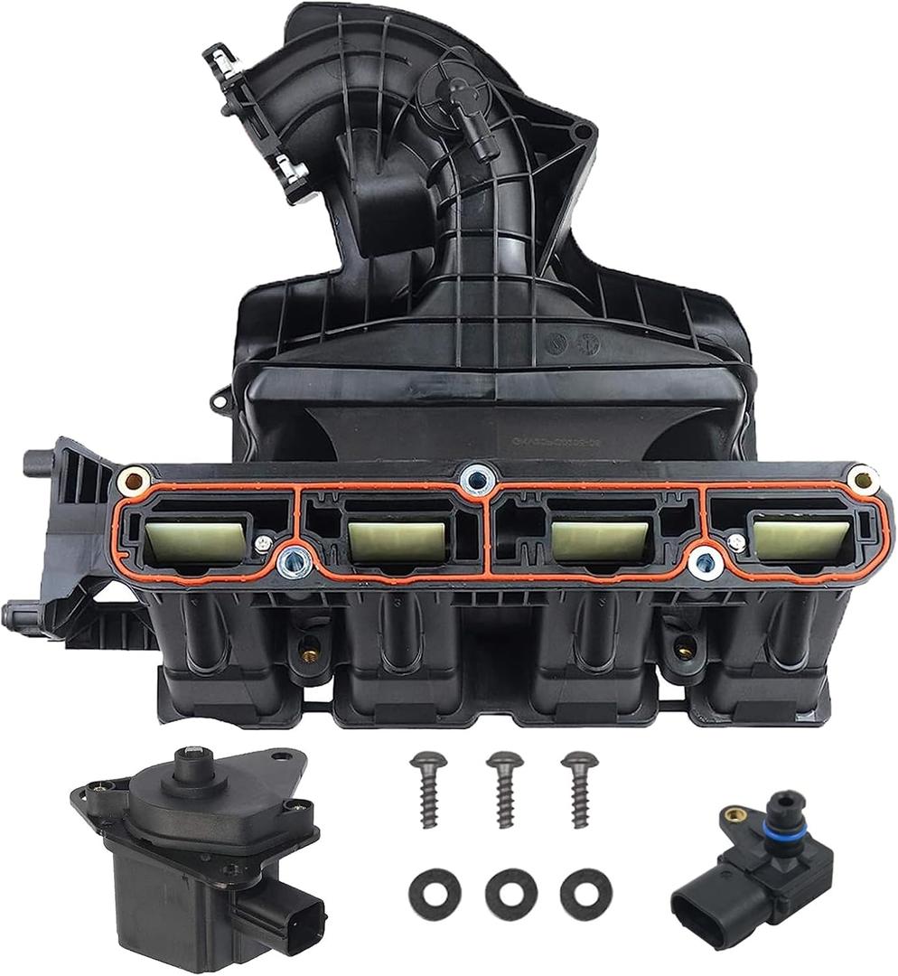 Intake Manifold w/Runner Valve+ MAP Sensor Replacement for 07-17 Chrysler Sebring Dodge Caliber Jeep Compass 1.8 2.0 2.4L 911-902 4884495AC 5033310AB GELUOXI