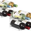 Lifewit Plastic Stackable Wine Rack for Refrigerator, Cabinet, Countertop,Wine Bottle Holder, Water Bottle Organizer for Fridge, Pantry, Hold 8 Bottles (Clear)
