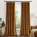 MIULEE Gold Brown Velvet Curtains 108 inches Long 2 Panels - Luxury Pinch Pleated Room Darkening Window Drapes for Bedroom Living Room Thermal Insulated Super Soft Extra Long, Back Tab Rod Pocket