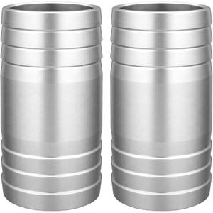 Stainless Steel 2" to 2" Hose Barb Fittings Splicer Mender Round Union Coupler Adapter Splicer Mender Union Air Water Fuel (Pack of 2)