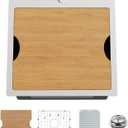 Kitchen Sink Workstation,18x18 In Stainless Steel Drop In Single Bowl Bar Sink Built-in Ledge Small Topmount Workstation Sink With Accessory-SS Grid Cutting Board,Silicon Mat,Drain Assembly