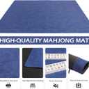 Mahjong Mat, Mahjong Table Mat with Prints & Extra Dice, for Poker, Card, Mahjong, Dominoes Games (Blue, 35 inches)