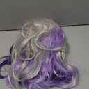 Long Curly Wavy Silver Grey to Purple Wig Side Part Natural Looking Synthetic Cosplay Wig for Women
