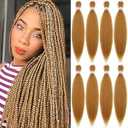 Pre Stretched Braiding Hair 18 Inch 8 Packs Honey Blonde Braiding Hair Long Prestretched Braiding Hair 27# Yaki Texture