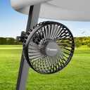 Golf Cart Fan, Portable USB Clip Fan for EZGO, Club Car, Yamaha, 3700rpm Hi-velocity and Low Noise, 3 Speed, 360 tilt, 10sec Quick Mount, Waterproof, for Travel Camping Outdoor Car Home RV