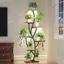 Plant Stand Indoor with Grow Lights - 58" Corner Plant Shelf Indoor, 7 Tiered Tall Lighted Plant Stand for Indoor Multiple Plants, Flower Stands Display Rack Holder for House, Patio, Black