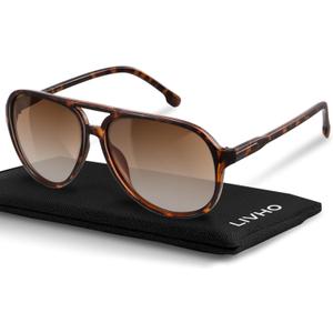 livho Trendy Polarized Aviator Sunglasses Women Men, Retro Sun Glasses for Women Men 2025, Oversized UV Protection Shades (Dark Brown Tortoise/ Brown)