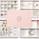 Vlando Jewelry Organizer - Stackable Trays for Drawer - Pink