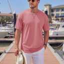TACVASEN Men's Cotton T-Shirts Short Sleeve Crew Neck Soft Comfort Basic (Pink, S)