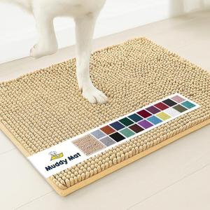 Muddy Mat® AS-SEEN-ON-TV Highly Absorbent Microfiber Door Mat and Pet Rug, Non Slip Thick Washable Area and Bath Mat Soft Chenille for Kitchen Bathroom Bedroom Indoor and Outdoor - Beige 60"X48"
